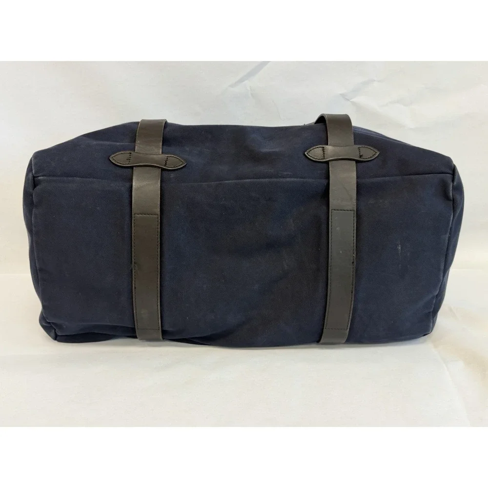 Filson Rugged Twill Duffle Bag| Medium (43L) Navy Blue Canvas and Leather USA